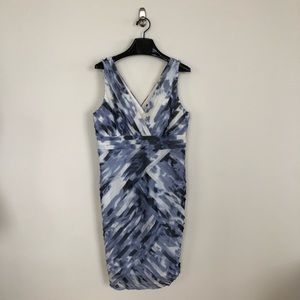 Ann Taylor Blue &White Watercolor Sleeveless Dress